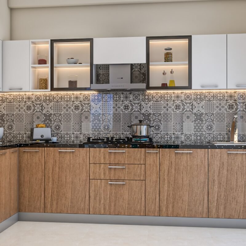 Glossy Ceramic Moroccan Tiles Design in Black and White for Kitchen