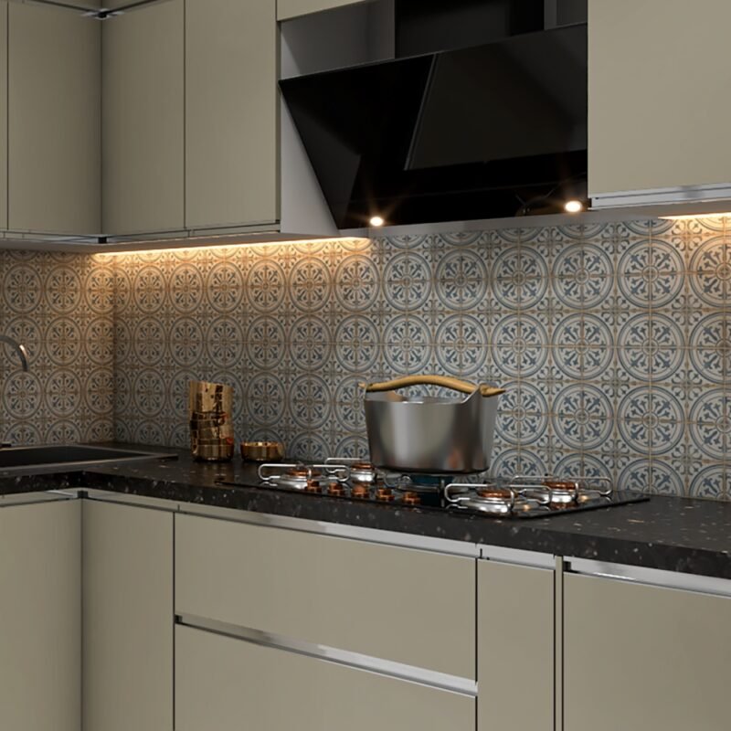 Matte Finish Moroccan Pattern Tiles Design in Multicolour for Kitchen