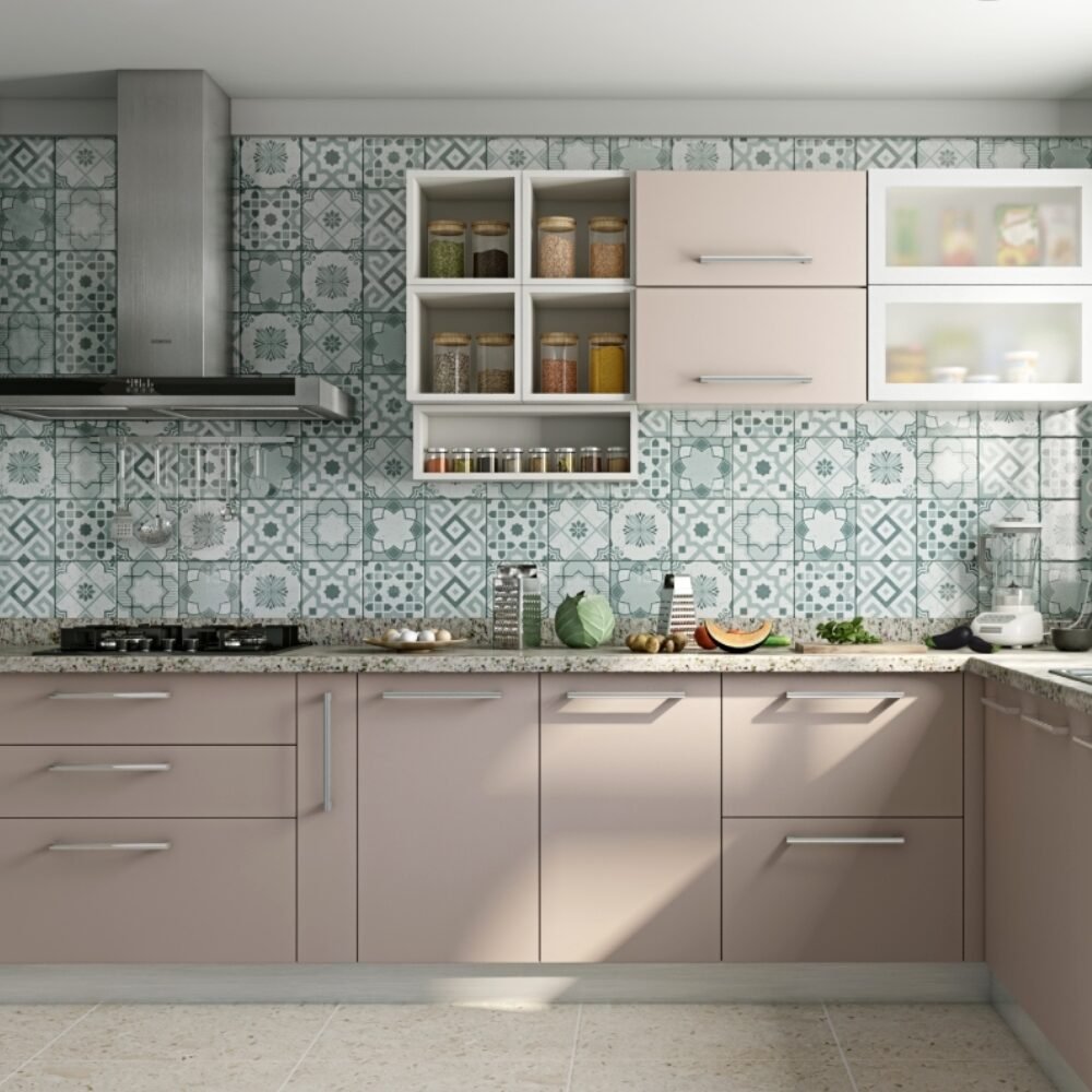 Blue and White Ceramic Mosaic Tiles Design for Kitchens