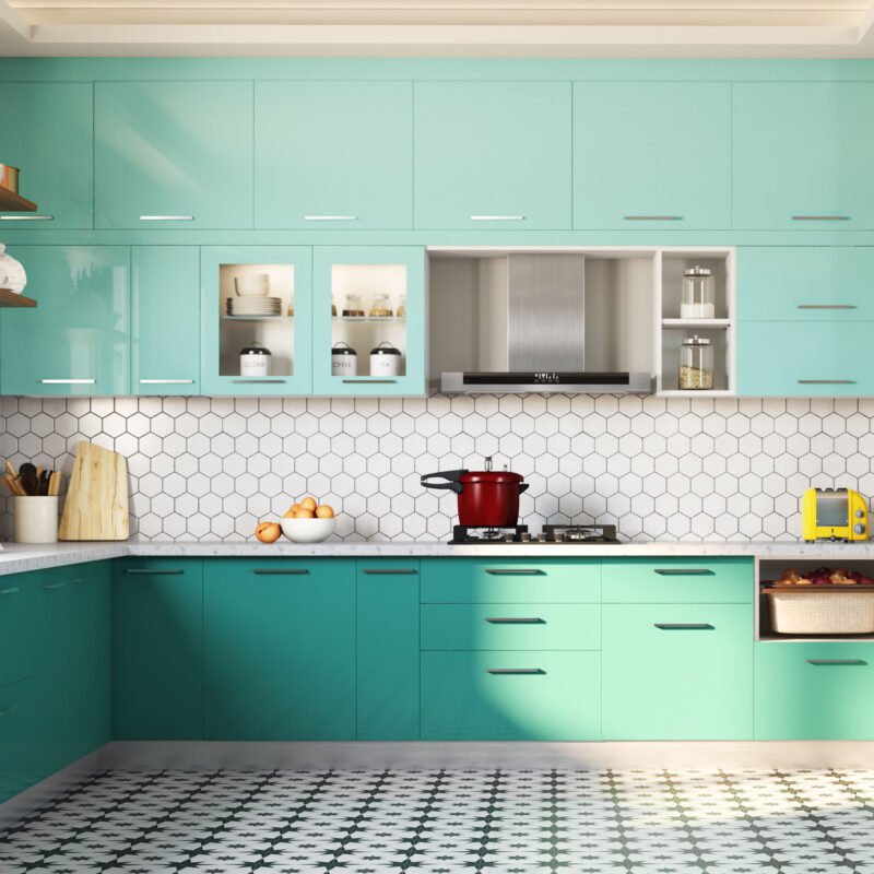 Elegant White Geometric Hexagon Porcelain Tiles Design for Kitchens