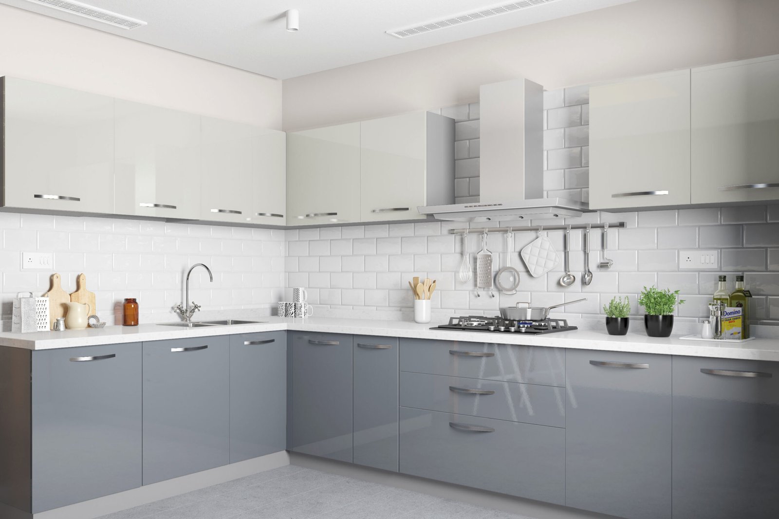 Subway Pattern White Ceramic Kitchen Tiles Design with Glossy Finish