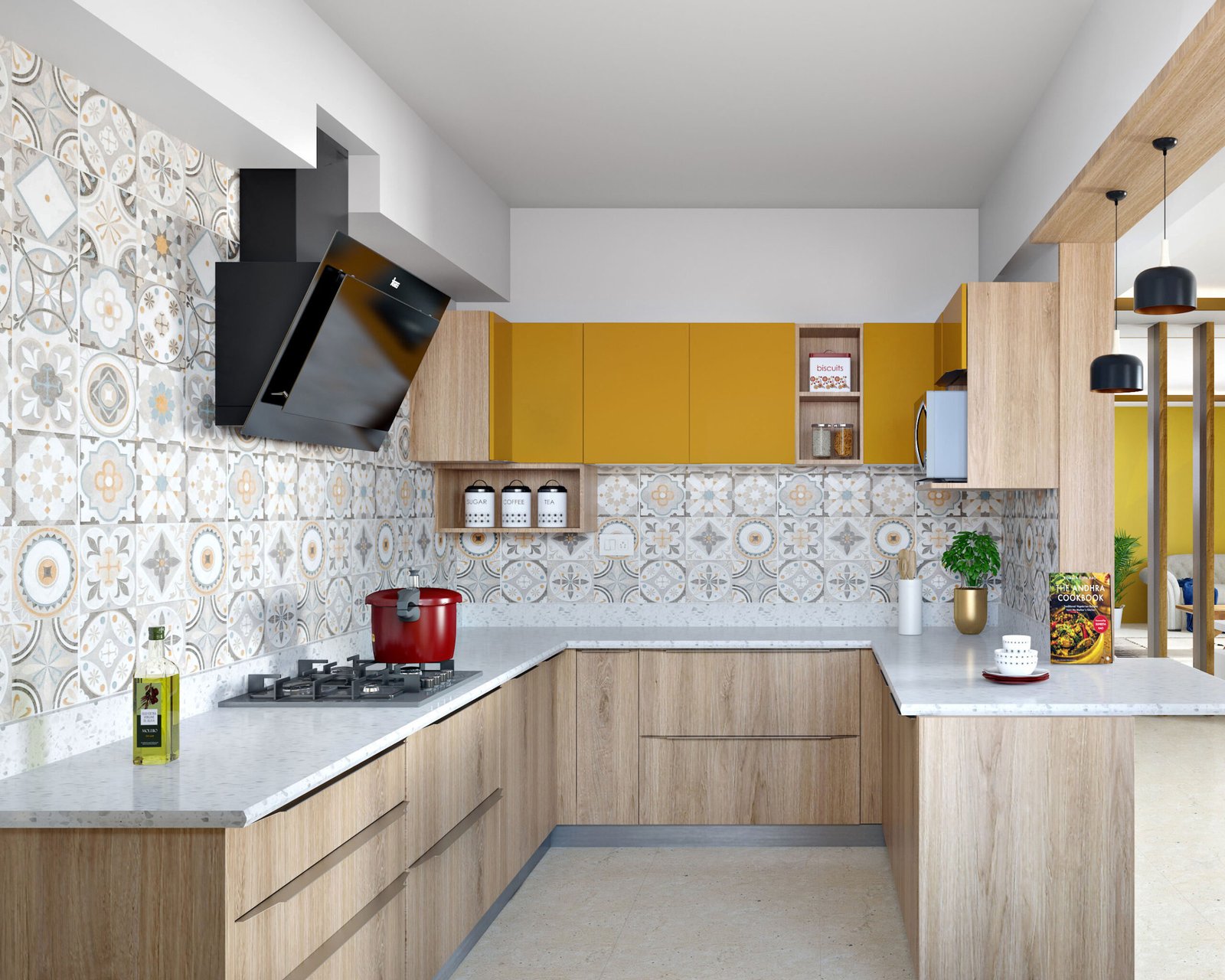 Multicoloured Moroccan Pattern Ceramic Tiles Design for Kitchens