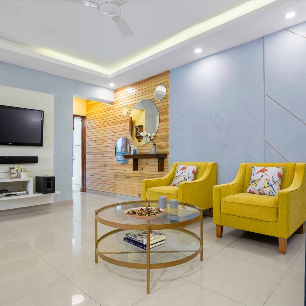 Wall-Mounted Modern Champagne-Toned Modern TV Unit Design