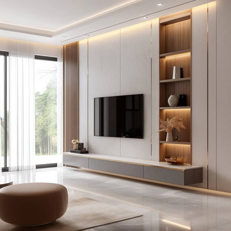 TV Unit Design with Modern Design and Soft-Close Storage Drawers