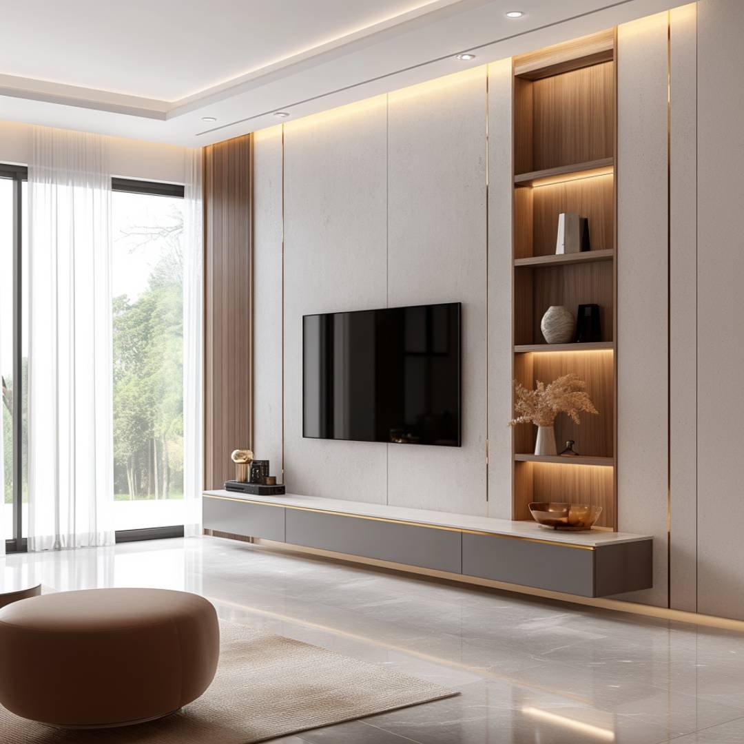 TV Unit Design with Modern Design and Soft-Close Storage Drawers