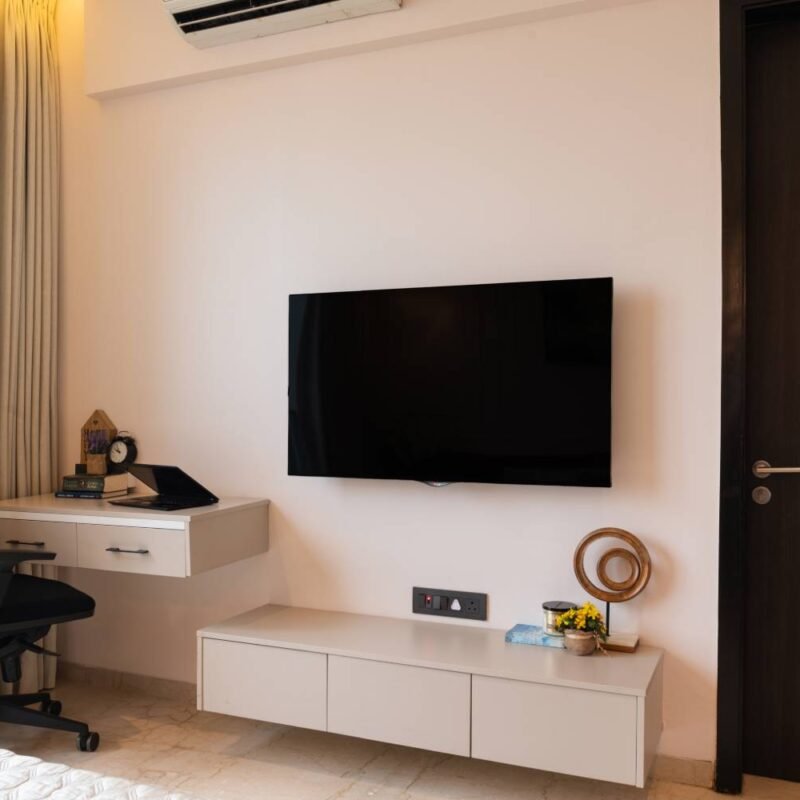 Modern Floating TV Unit Design in White with Soft-Close Drawers