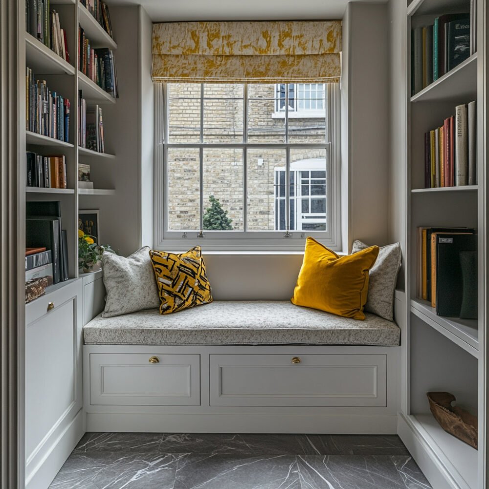 Classic and Timeless Design with Custom Bench Seating and Patterned Shade