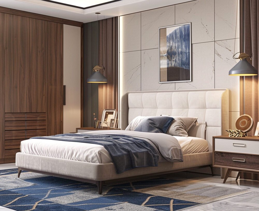 Modern Wall Design with Marble Texture Wallpaper