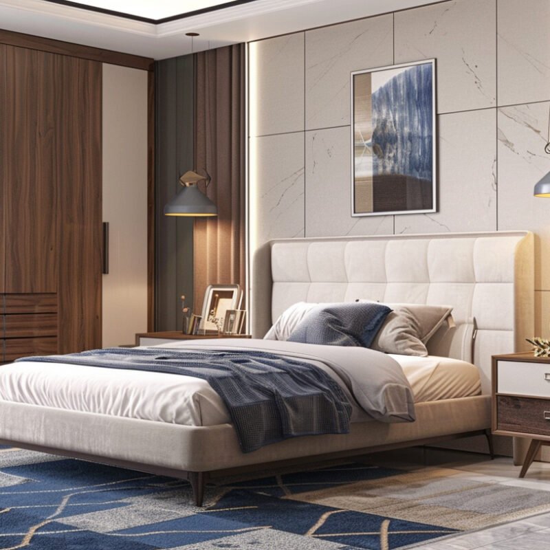 Modern Wall Design with Marble Texture Wallpaper