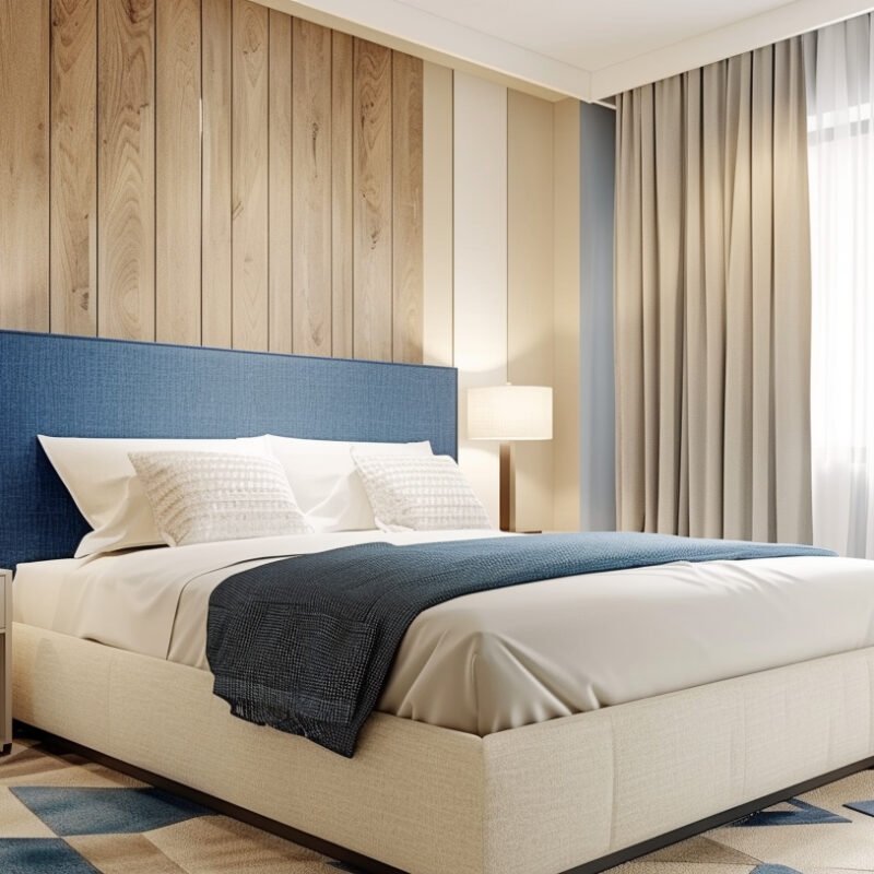 Minimal Wooden Paneling Wall Design with Gold Inlays