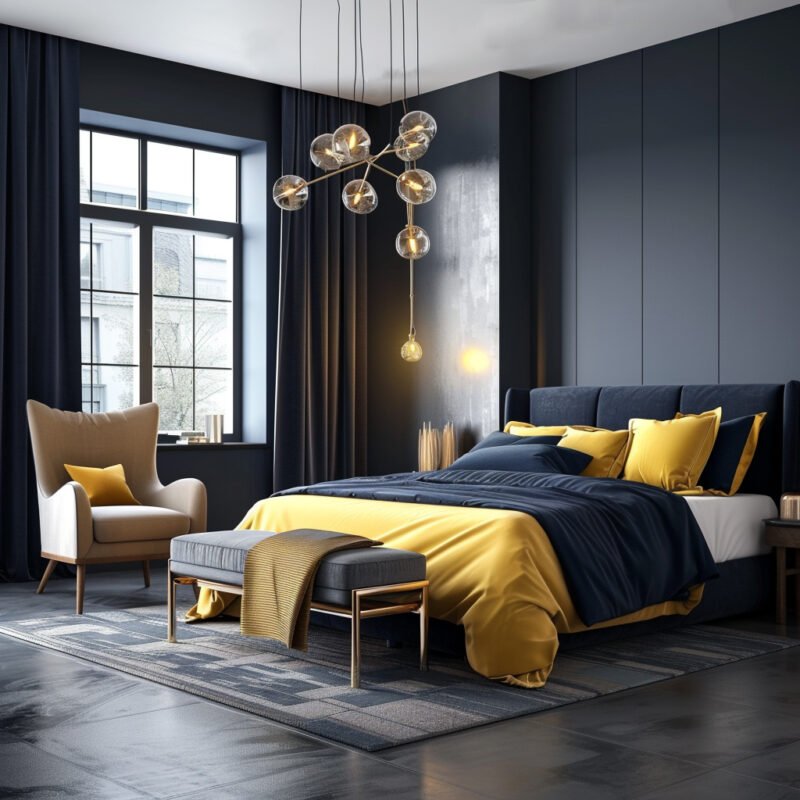 Customizable Dark Blue Rustic Wall Paint Design
