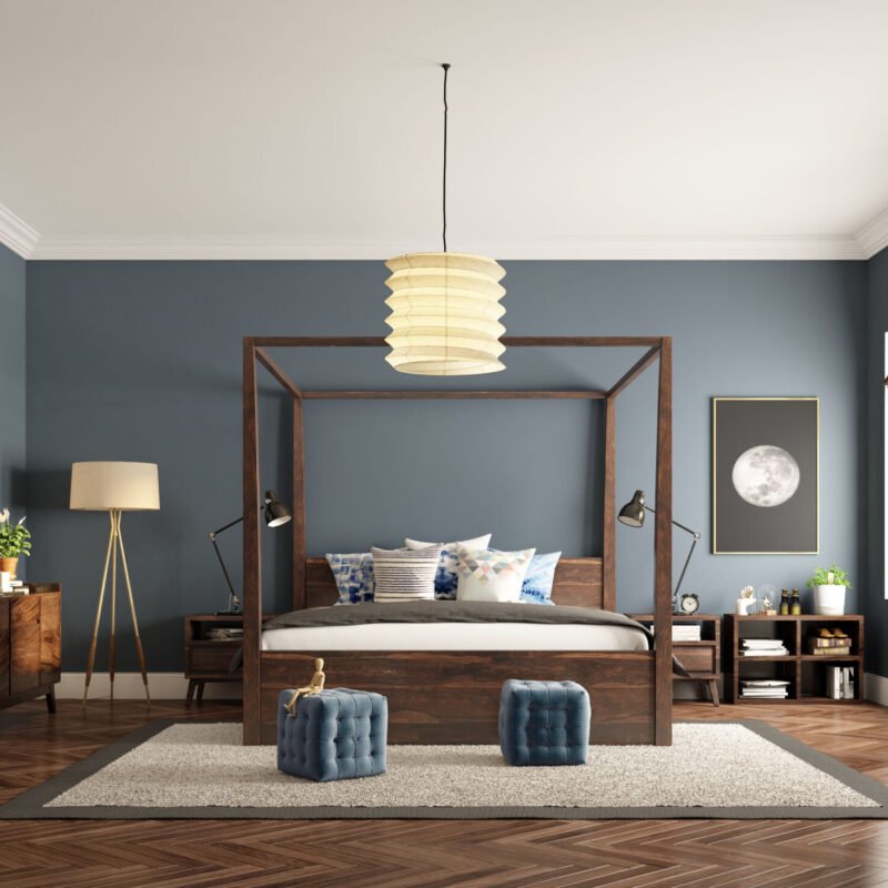 Modern Dark Grey Bedroom Wall Paint Design