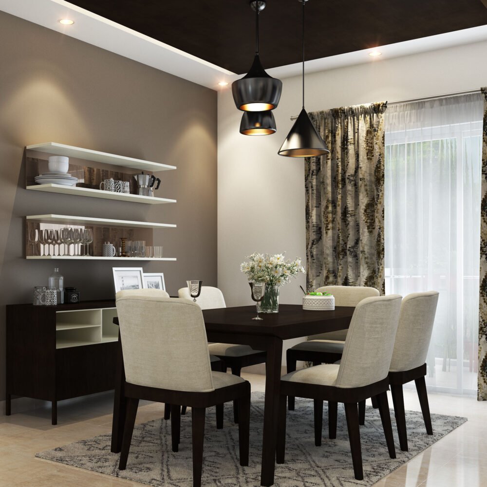 Contemporary Brown Dining Room Wall Paint Design