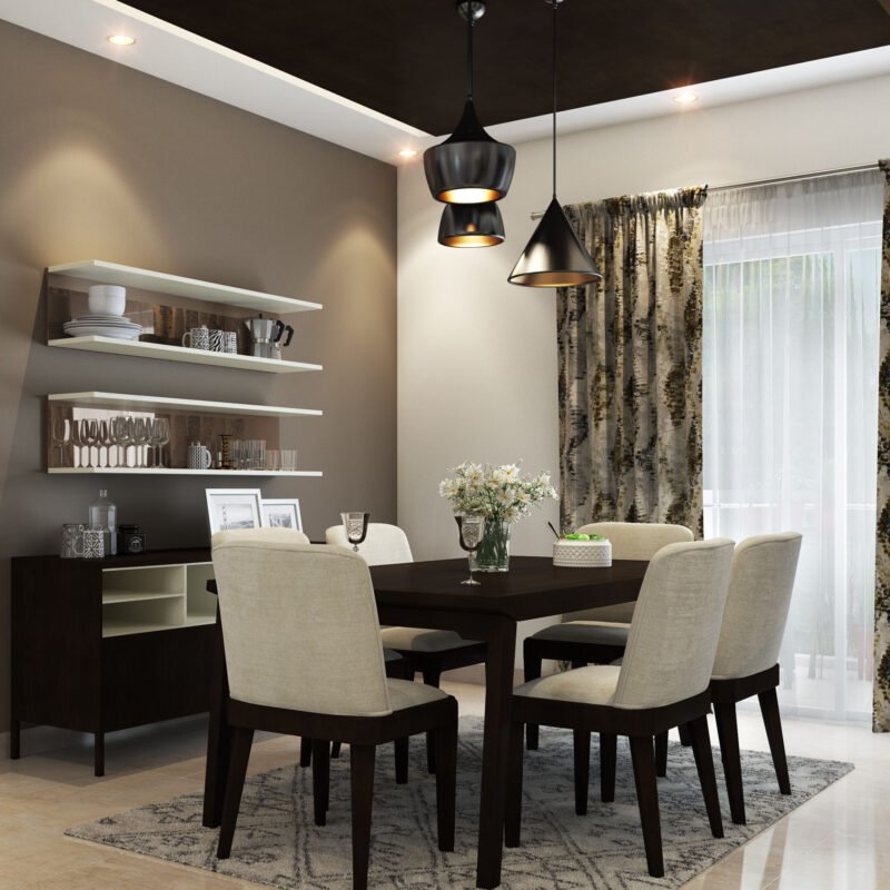 Contemporary Brown Dining Room Wall Paint Design