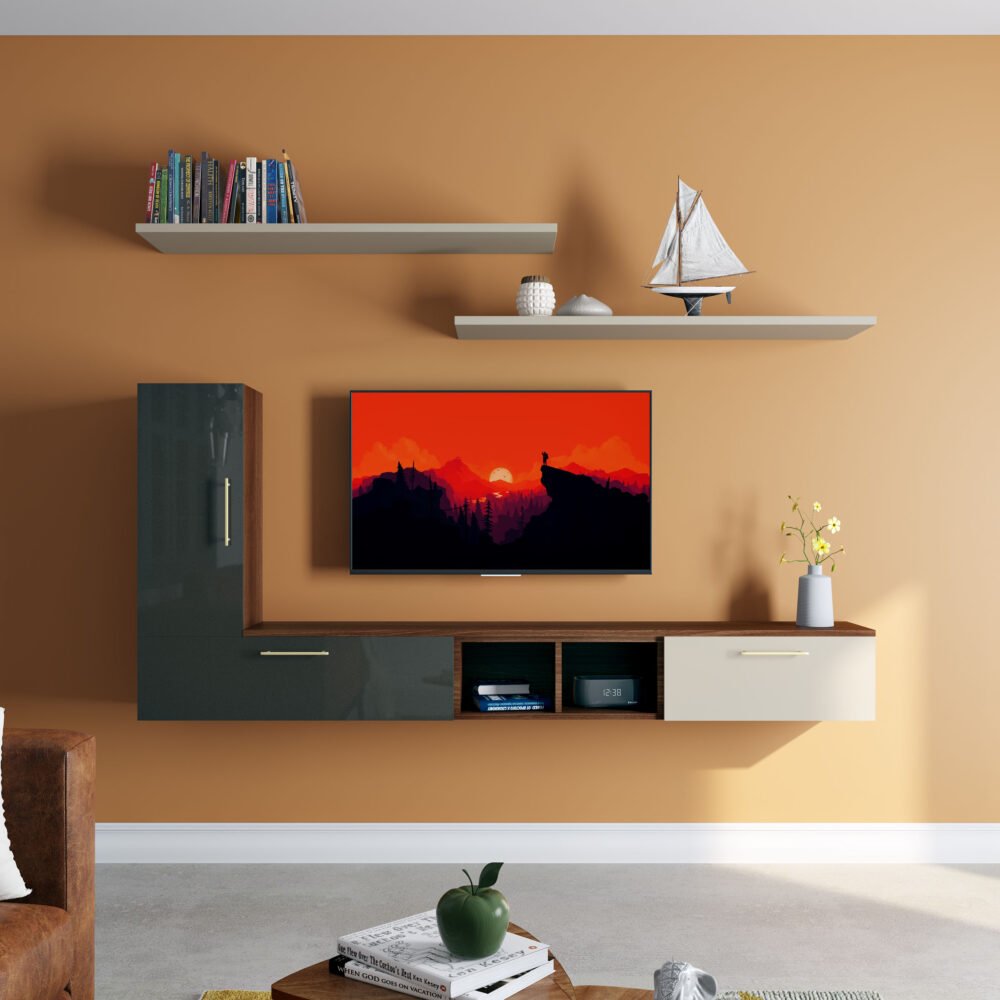 Warm Brown Wall Paint Design for a Modern Living Room