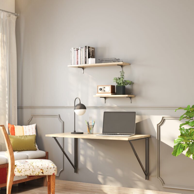 Light Grey Modern Wall Paint Design with Trims for Home Office