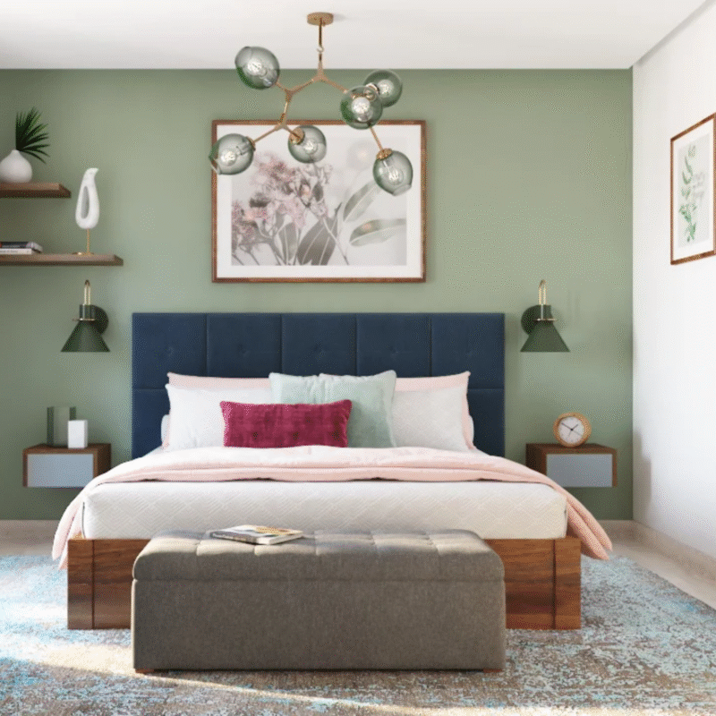 Modern Pastel Green Bedroom Wall Paint Design