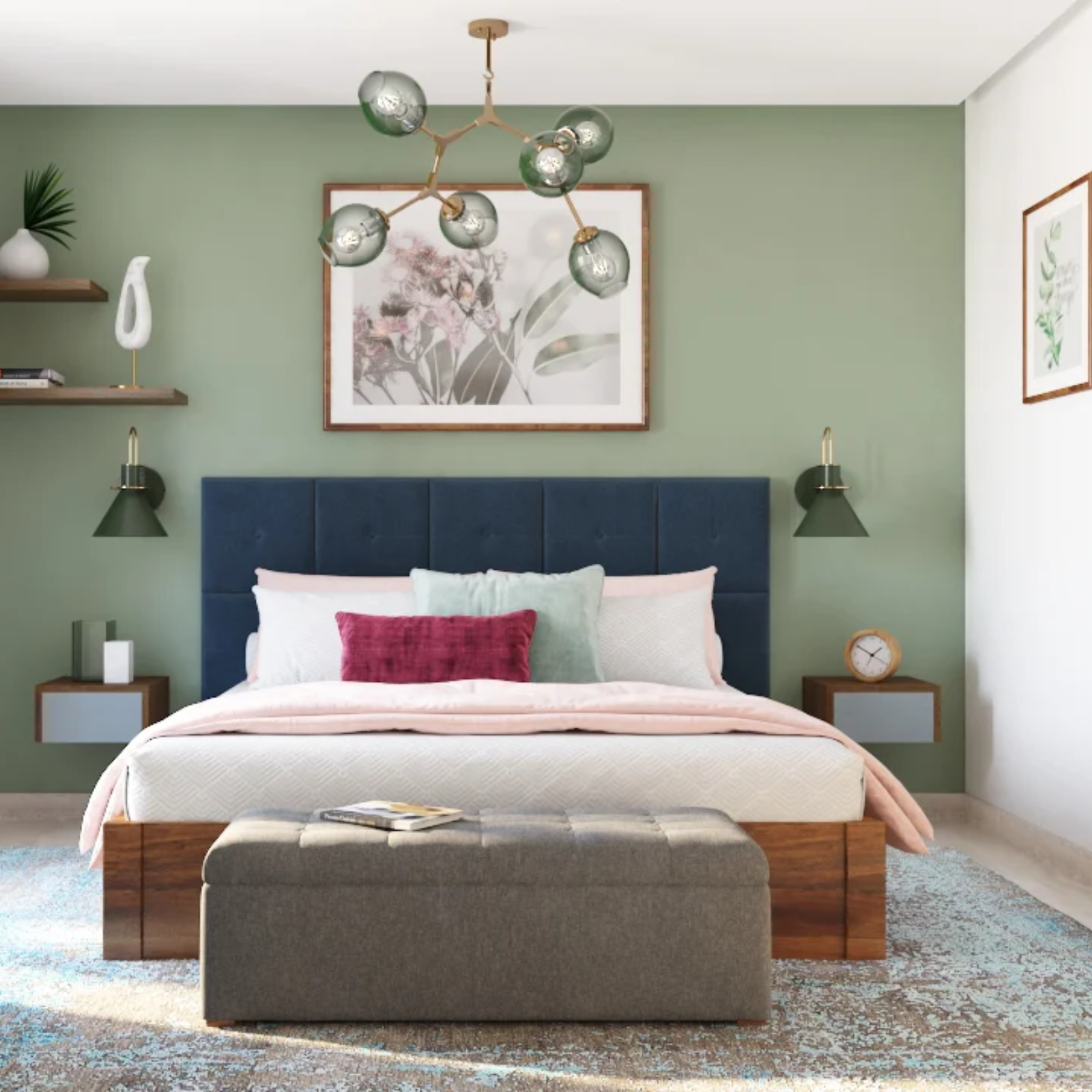 Modern Pastel Green Bedroom Wall Paint Design