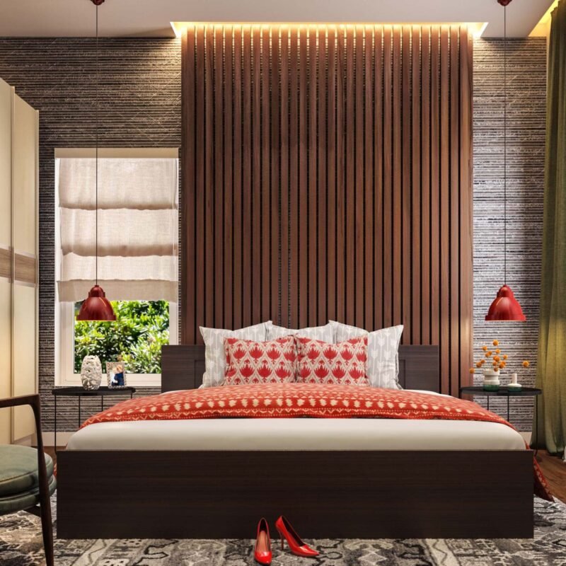 Contemporary Brown Wooden Panels Wall Design