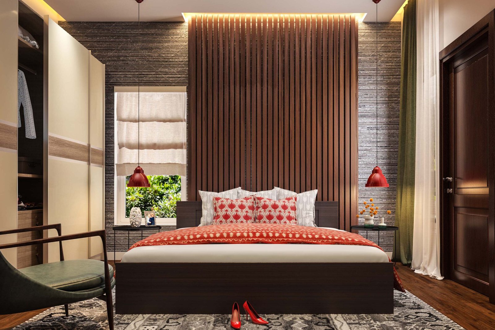 Contemporary Brown Wooden Panels Wall Design