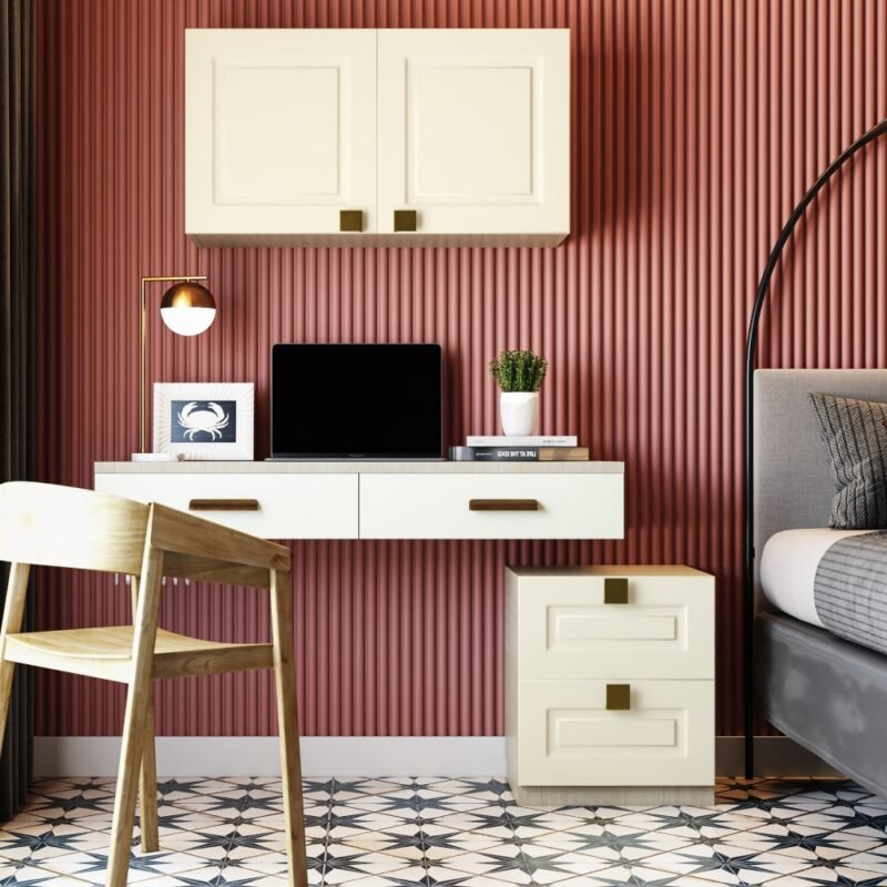 Dark Peach Fluted Wall Panels Wall Design for a Contemporary Bedrooms