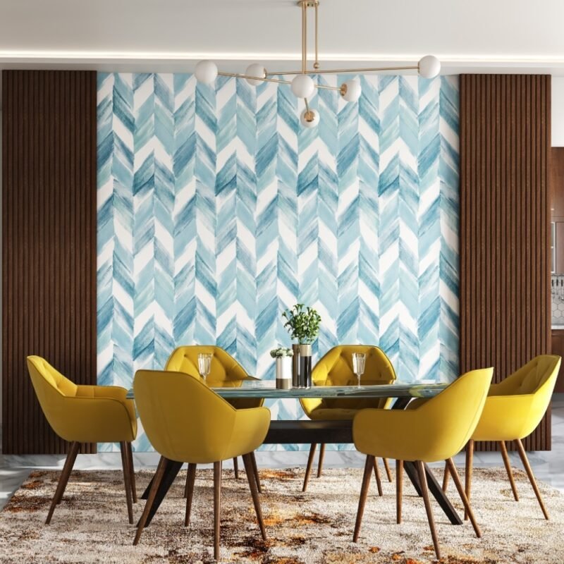 Contemporary Dining Room Wall Design with Fluted Panels