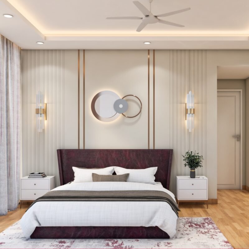 Contemporary Grooved Wall Panels Wall Design in Cream