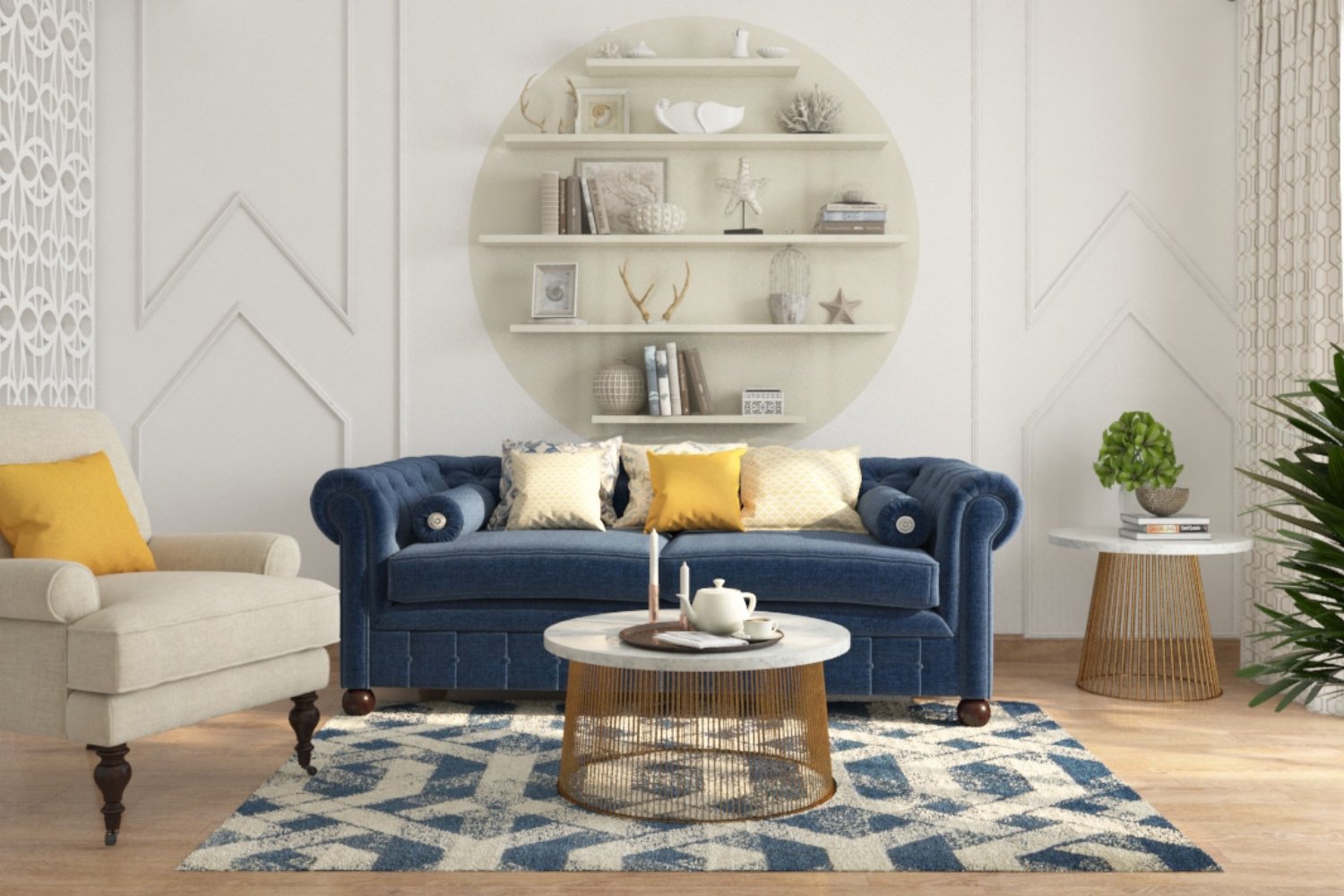 Contemporary Light Grey Wall Design with Wall Trims with Paint