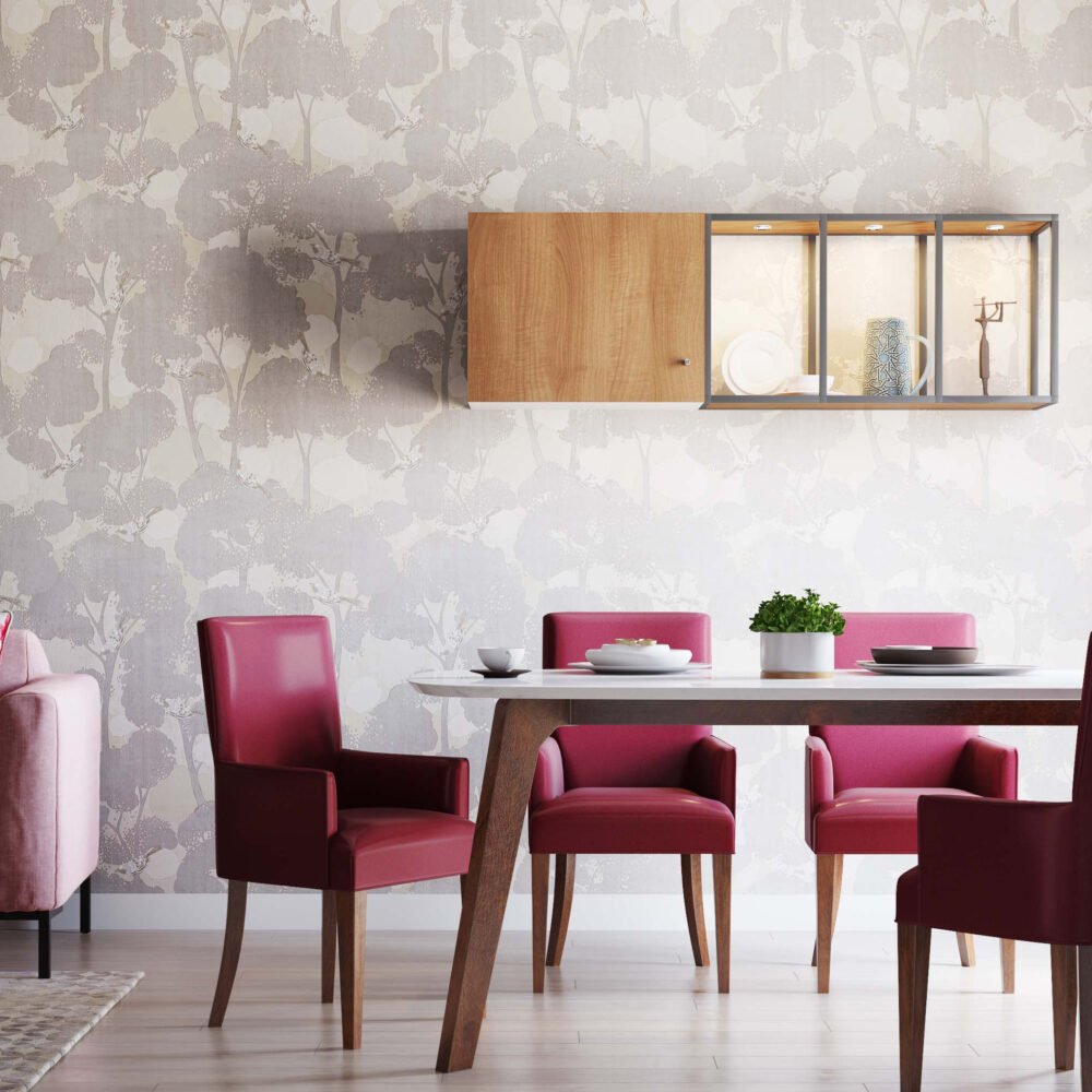 Modern Floral Pattern Grey Wallpaper Design for Living Room Walls