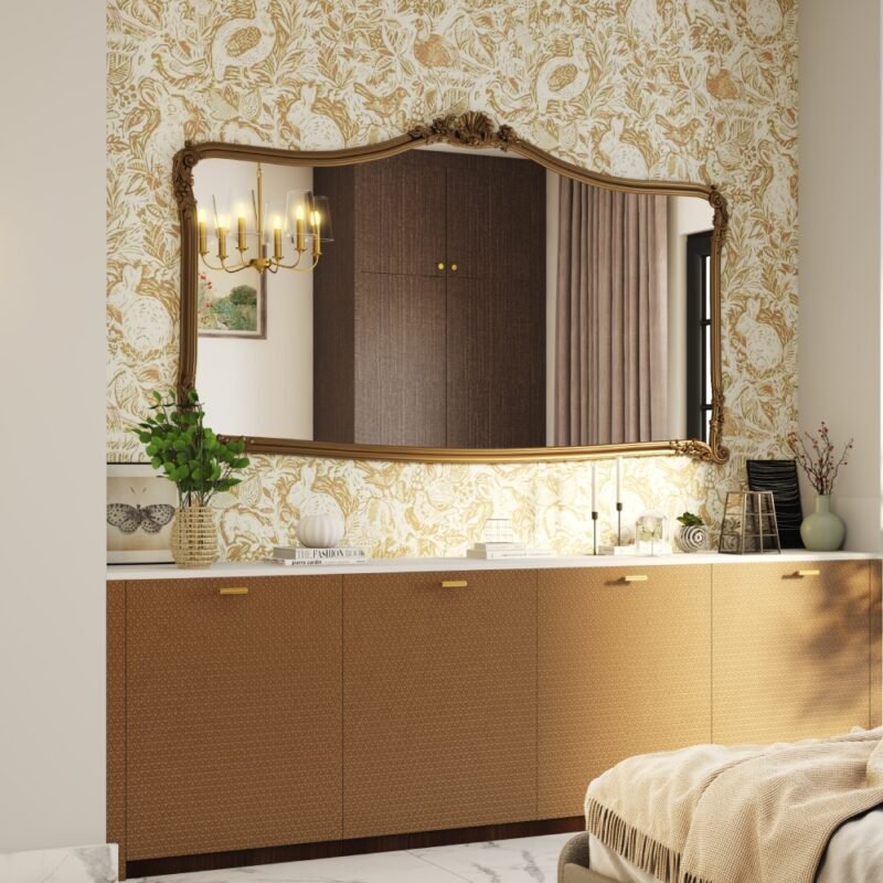 Botanical Print Contemporary Wallpaper Design with Birds and Flowers