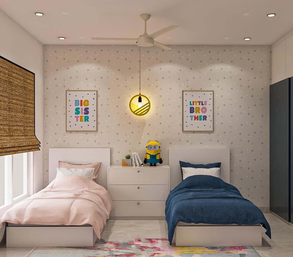 Modern Beige And Grey Star-Patterned Bedroom Wallpaper Design