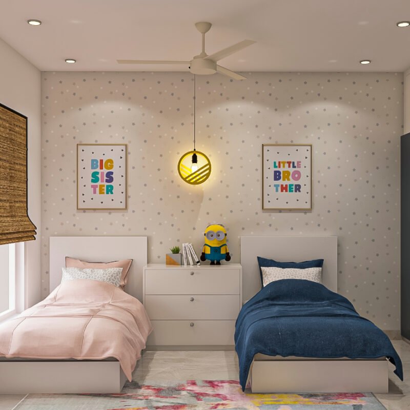 Modern Beige And Grey Star-Patterned Bedroom Wallpaper Design