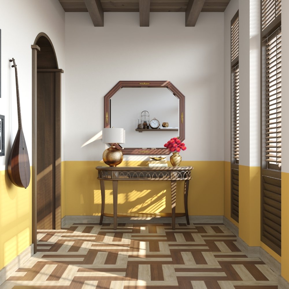 Traditional White and Yellow Wall Paint Design for Foyers