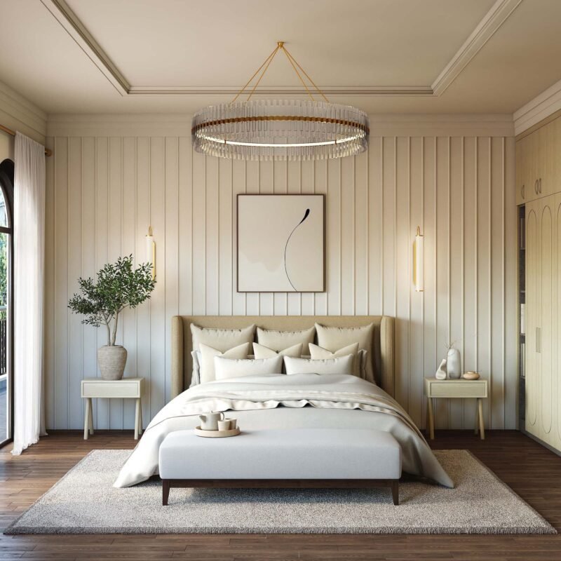 Minimal Cream Paint with Trims Wall Paint Design