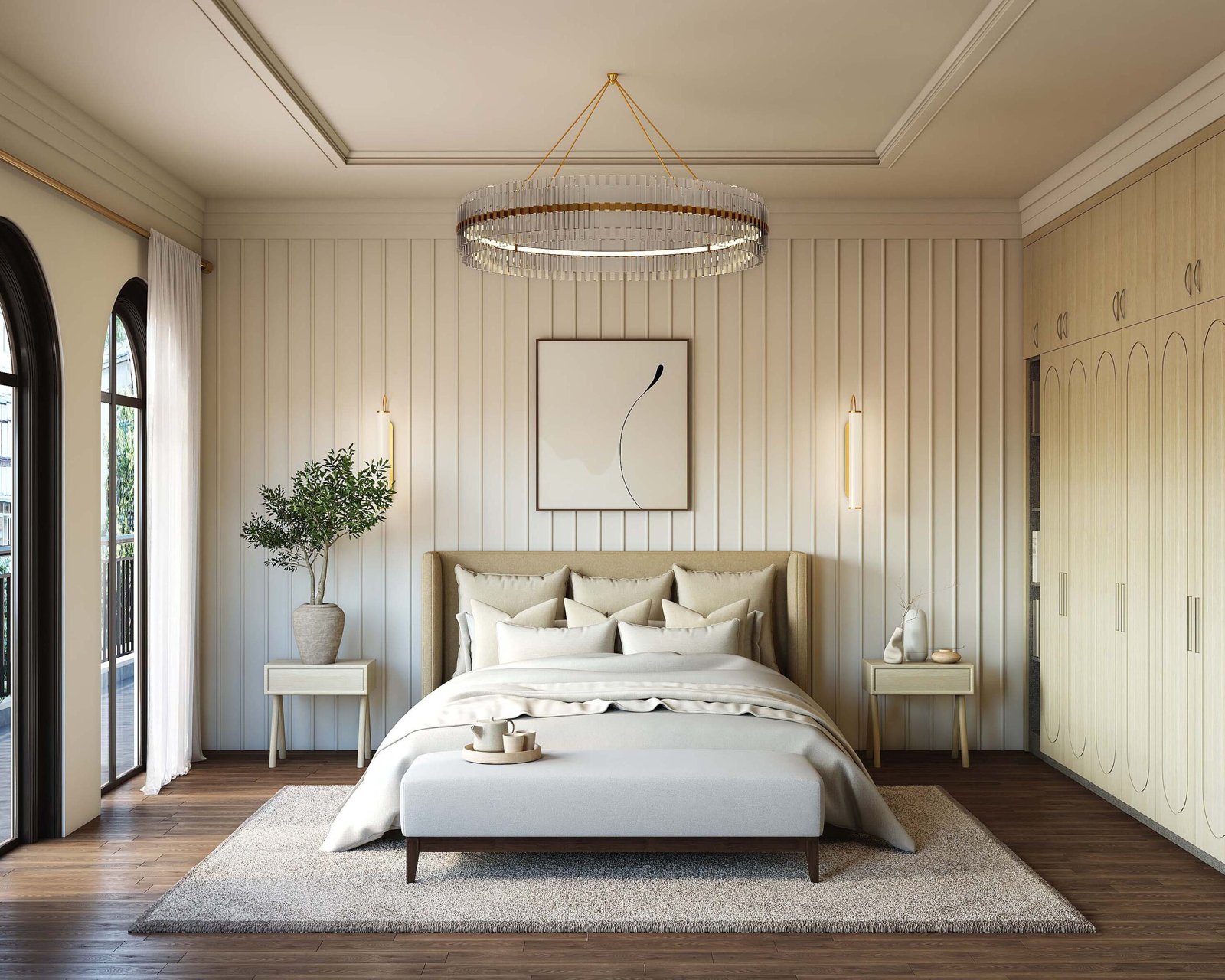 Minimal Cream Paint with Trims Wall Paint Design