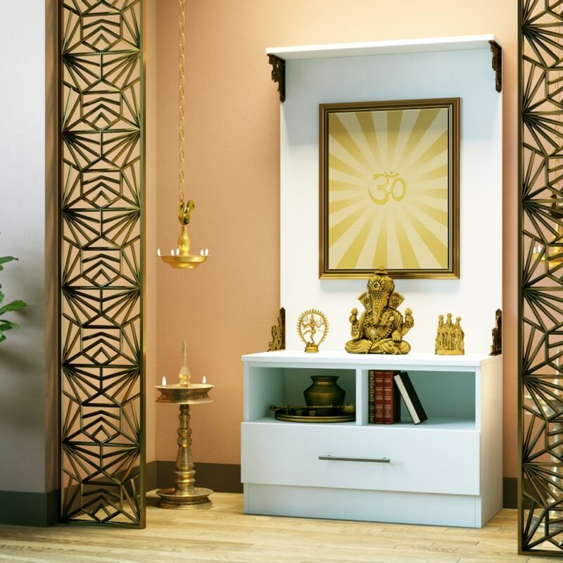 Modern Light Brown Wall Paint Design for Pooja Room