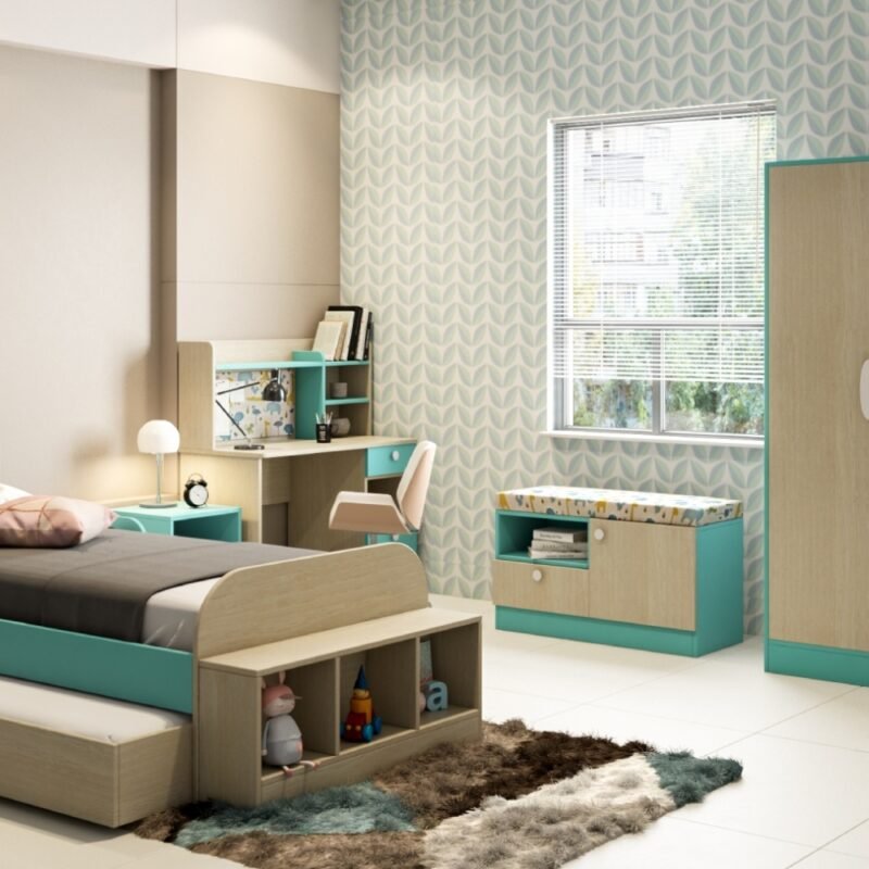 Contemporary Blue and White Geometric Wallpaper Design