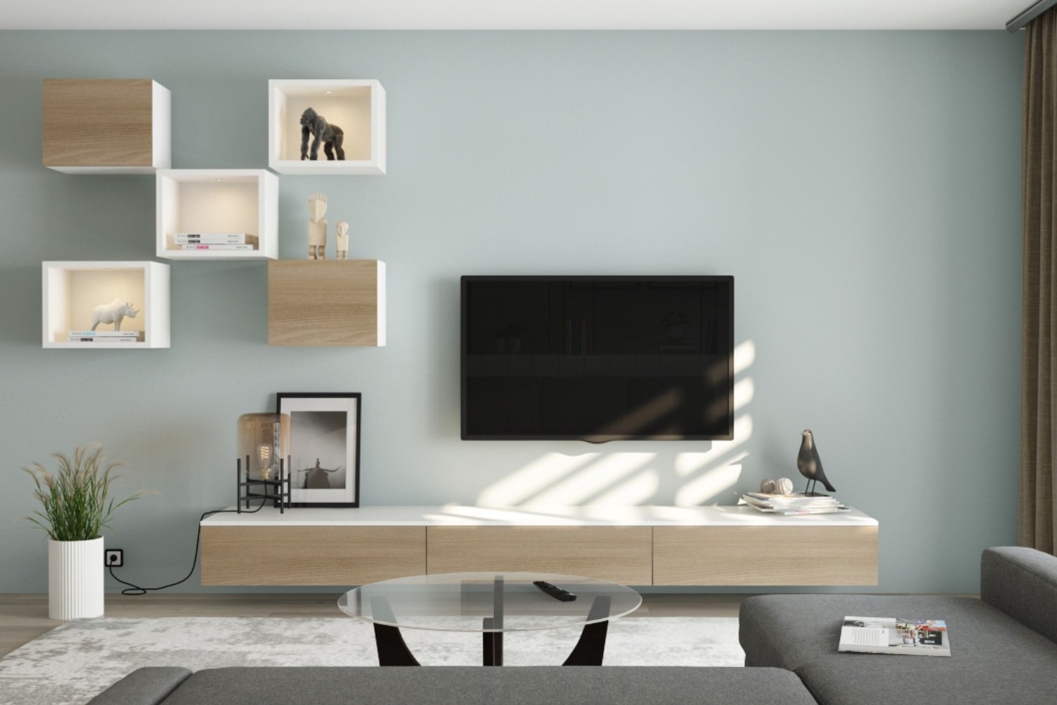 Modern Pastel Blue Wall Paint Design for a Fresh Living Room Look