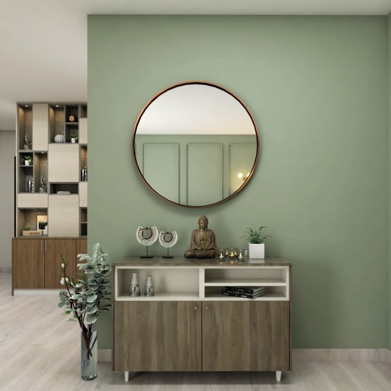 Contemporary Light Green Foyer Wall Paint Design
