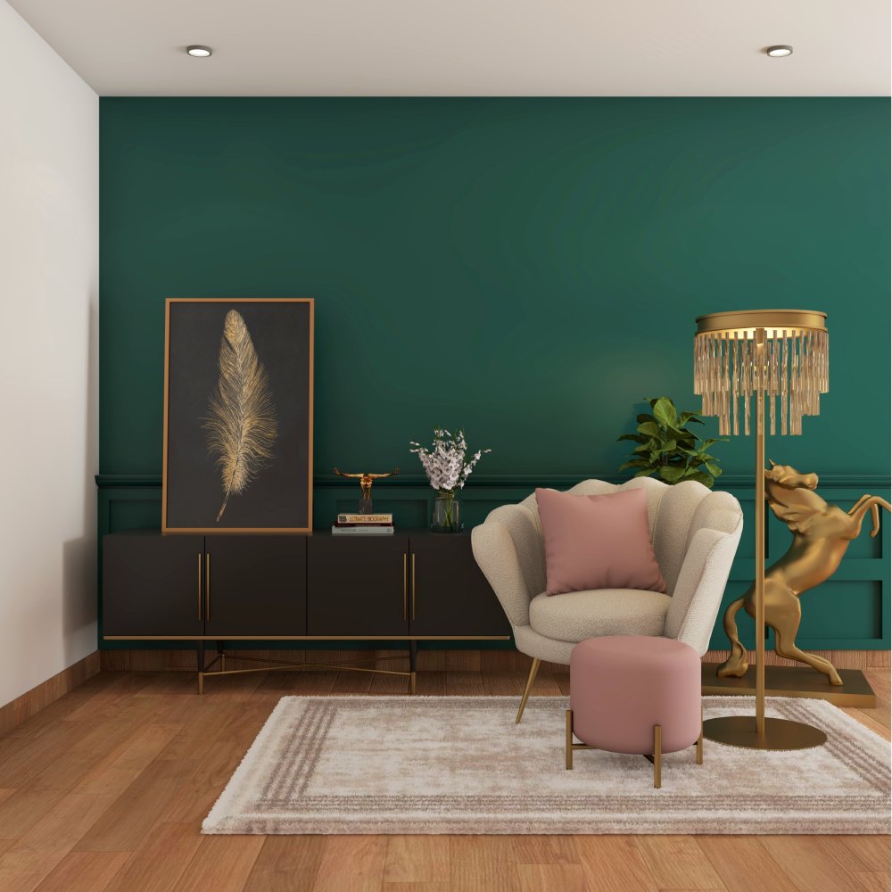 Art Deco Dark Green Wall Paint Design For Living Rooms