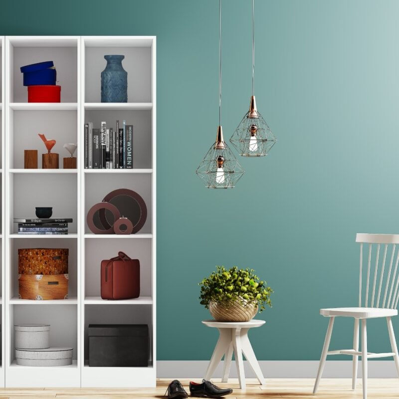 Contemporary Teal Wall Paint Design with White Furniture