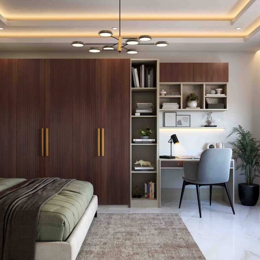 Contemporary 6-Door Swing Wardrobe Design in Matte Finish Shutters