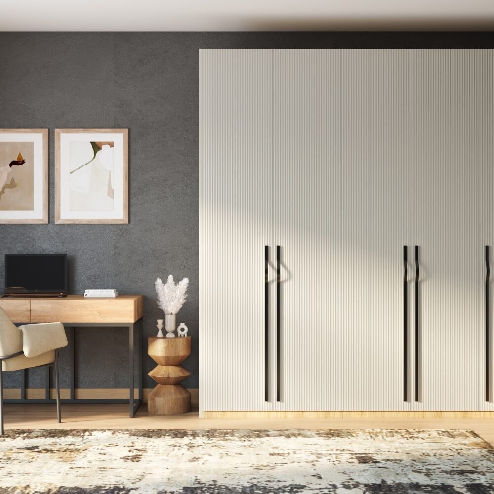 5-Door Modern Swing Wardrobe Design in FLT Heritage Finish