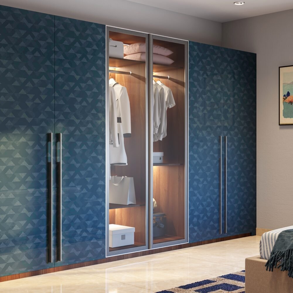 6-Door Geometric Contemporary Swing Wardrobe Design